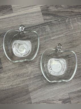 KIG Indonesia Clear Glass Apple Shaped Fruit Salad Dessert Bowls - Set of 2
